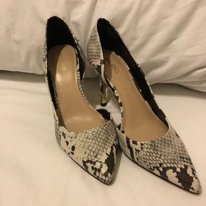 ALDO snake print leather heels